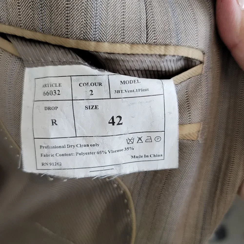 Vicenzi 3 button taupe with blue pinstripe blazer